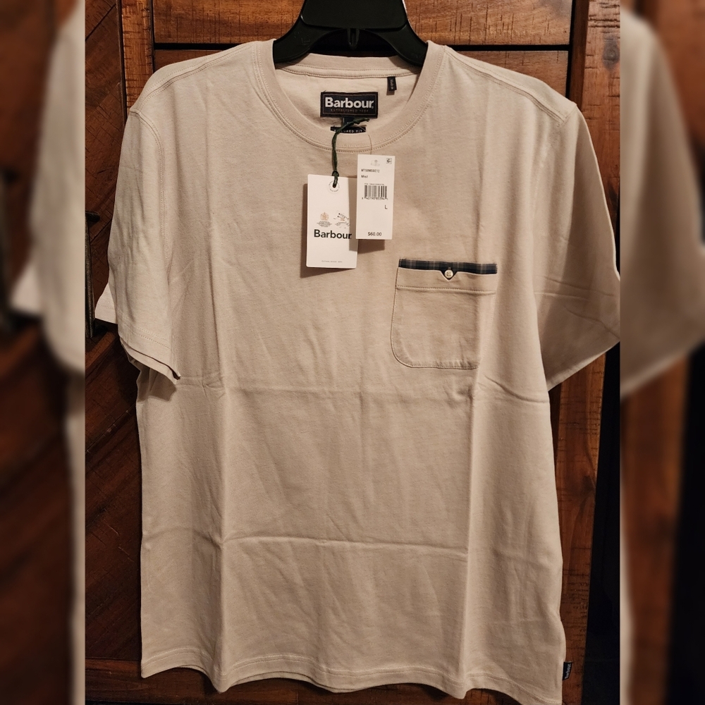 Barbour Tayside Tee, Mist, Off White, Large